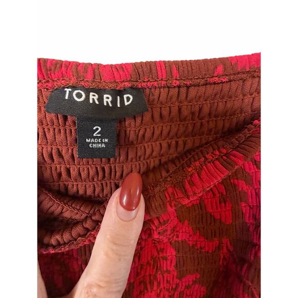 Torrid Pink and Brown Chiffon Floral Tea Length Dress - Size 2X - Picture 3 of 12